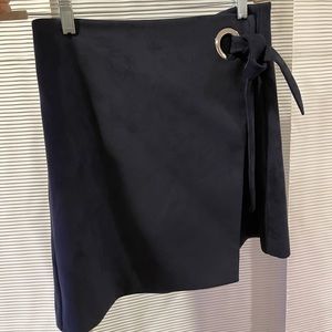 Blue suede skirt